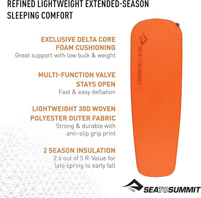 Sea to Summit Ultralight Self-Inflating Foam Sleeping Pad for Backpacking and Camping Large (78 x 25 x 1 inches)