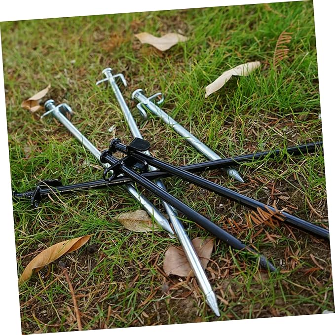 6Pcs Metal Tent Stakes Heavy Duty Ground Pegs for Camping Durable Outdoor Ground Stakes with Sharp Tips for Secure Tent Setup Wind Resistant Design for Tents Canopies