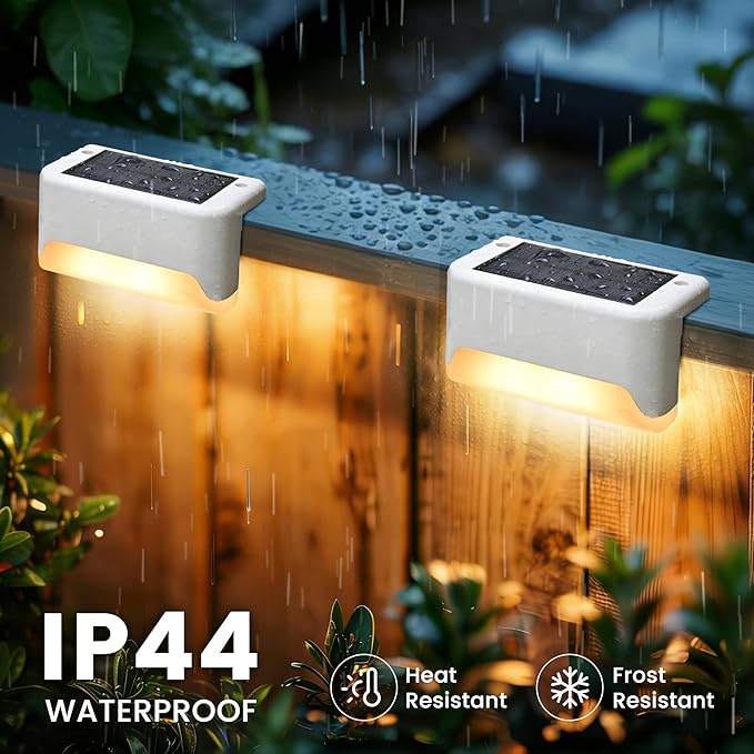 SOLPEX Solar Fence Lights Outdoor Solar Deck Lights Waterproof LED Step Light for Outside Stair Garden Patio Yard Railing Front Porch Balcony Decor(16 Pack RGB)