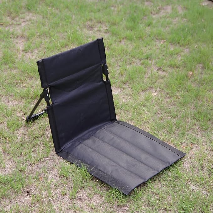 Outdoor Camping BackrestLightweight Foldable ChairPark Leisure backrestBeach Portable Single Lazy ChairAluminum Lazy Comfortable Backrest (Carbon Black)