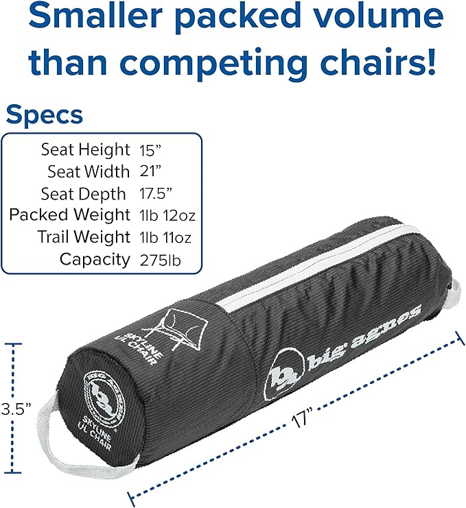 Big Agnes Skyline Ultralight Backpacking Chair Black