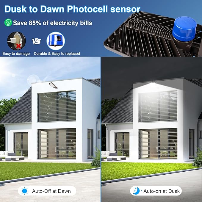350W LED Parking Lot Light Outdoor:Arm Mount 52500LM Super Bright Dusk to Dawn LED Shoebox Lighting Commercial 5000K 100-277V IP65 Waterproof Wall Floodlights for ParkStadiumBarnYard