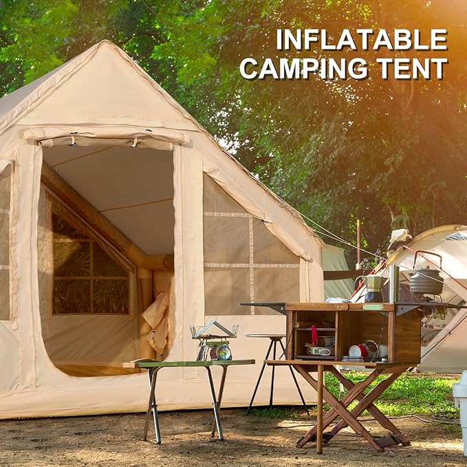 Tents for Camping - Inflatable Tent with PUM Instant Setup Waterproof Tent Oxford Fabric Camping Tent with Skylight 3x2.4x2.2m Large Inflatable Camping Tent 4 Season Family Tents for Camping