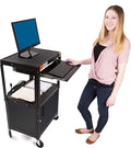 Stand Steady AV Cart with Locking Cabinet Adjustable Height UL Certified Steel Frame Black