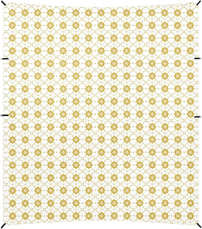 ALAZA Gold Geometric Flowers Floral Beach Tent Sun Shelter UPF50+ Protection Beach Shade Canopy w/ 4 Sandbags for Outdoor Camping Fishing Backyard Fun Picnic 10x9 ft
