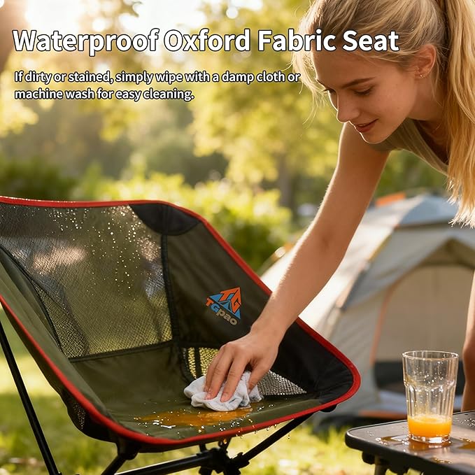 Lightweight Backpacking Folding Chair with Carry BagStable and Sturdy Camping Chairs with Back Support Fishing Hiking and Beach Activities (Low backrest Black and red S)