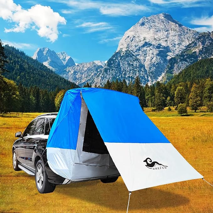 SUV Tent Car Awning UPF 50++ with Portable Waterproof Storage Bag Tear-Resistant Large Space Good Vision Smooth Ventilation Suitable for Outdoor Beach Camping Auto Canopy Shade…