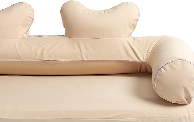 COODY Air Sofa Inflatable Couch for Home &amp Outdoor Blow Up Camping Sofa Built-in Pump Portable Folding Couch Glamping Inflatable Double Chair Movie Loveseat - 61x32x32 (Beige)