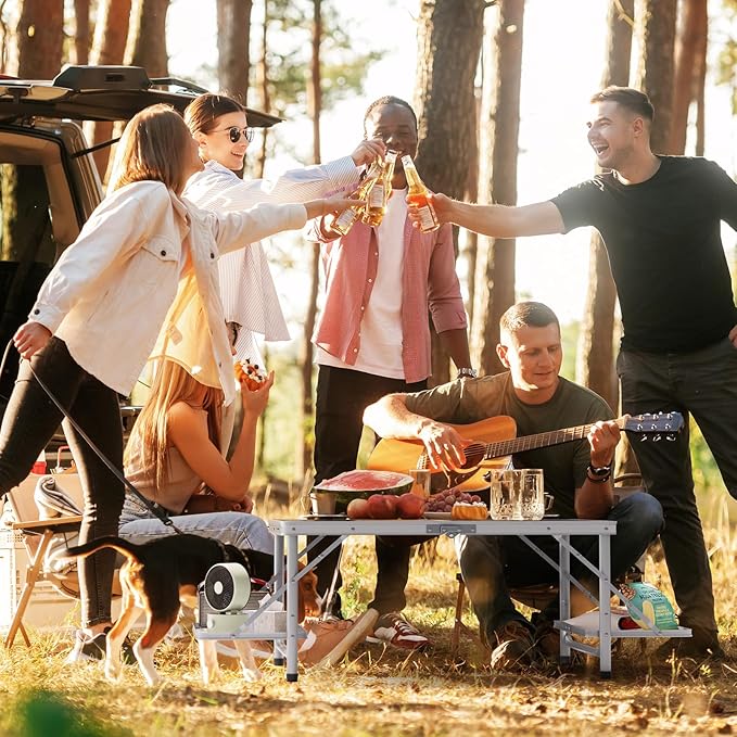 Titanker Folding Camping Table 3ft Folding Picnic Table Camp Tables Portable Foldable 50% Extra Side Space Outdoor Patio Table Camping Essentials Aluminum Light Solid Silver