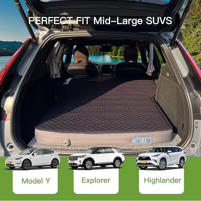 Upgraded Hybrid Foam &amp Air SUV Mattress with Rechargeable Built-in Pump Quick Inflation &amp Deflation 4 Ultra-Thick Comfortable Mattress for Car Camping &amp Road Trips Perfect for Mid &am