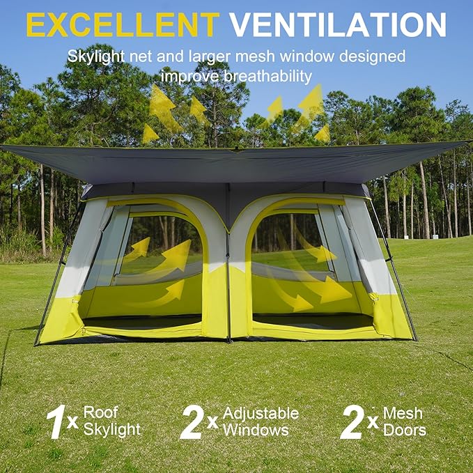 Vidalido Tents6-8 Person Camping Tent with Extended Vestibule2 Room Weather Resistant Family TentsEasy Install Waterproof Outdoor Tent for Backpacking and Camping Hiking