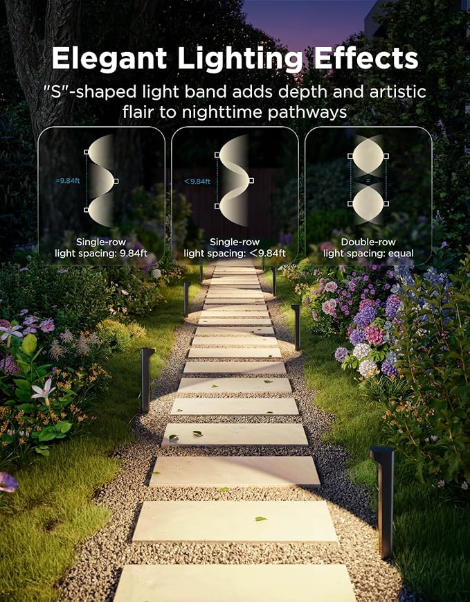 Govee Outdoor Pathway Lights 2 Lite 4 pack IP67 Waterproof 16 Million Colors 60+ Scene Modes Patio Lights for PathLandscape Lighting Outdoor Decor Compatible with Alexa Google Assistant Matter