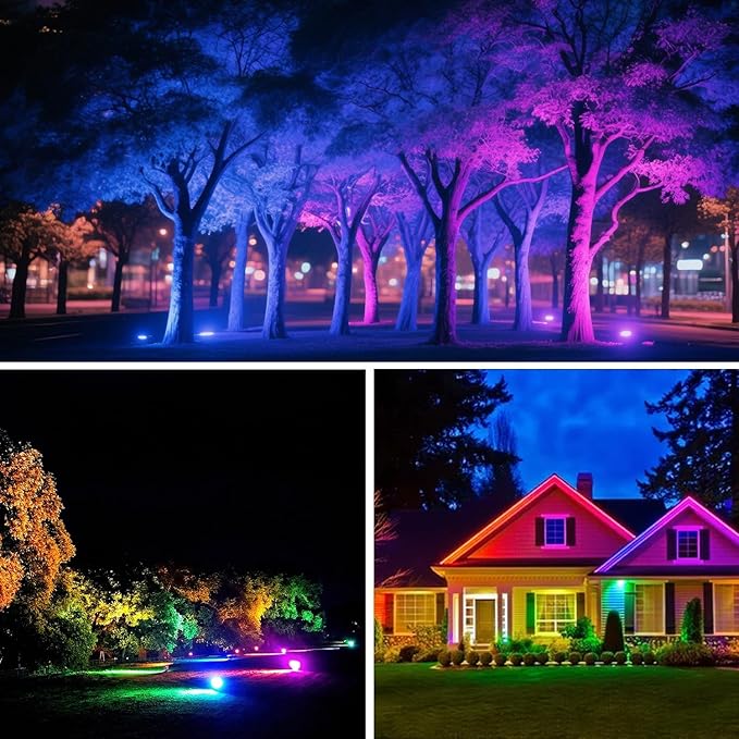 Remon LED Flood Light Outdoor 800W Equivalent 8000LM Smart RGB Landscape Lighting with APP Control DIY Scenes - Timing - Warm White 2700K - Color Changing Uplight IP66 Waterproof 43 Modes (2 Pack)
