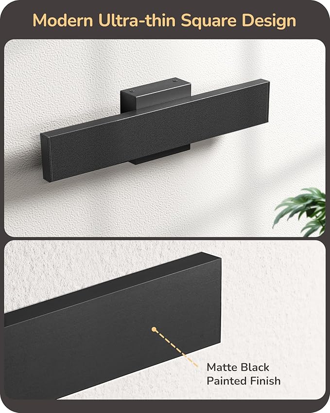 EDISHINE 2 Pack LED Outdoor Wall Lights Dimmable 3000K 4000K 5000K 15.7 Modern Black Outdoor Wall Sconce IP65 Waterproof Linear Exterior Wall Light for Entrance Hallway Garage Porch