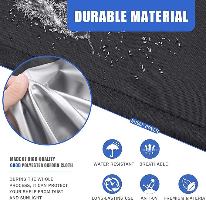 Wire Shelf Cover600D Heavy Duty Waterproof Dustproof Standing Shelf Units Cover Storage Rack Cover with Zipper for Metal Shelving (30 W x 14 D x 60 H)