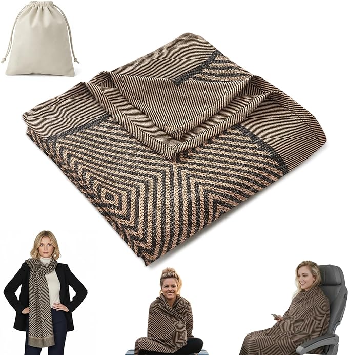 Travel Blanket Airplane - Ultra Soft &amp Lightweight Knit Design Compact Airplane Blanket53x72 InchStylish Travel Shawl Wraps for FlightsOfficeHome UseTravel Essentials &amp Gifts