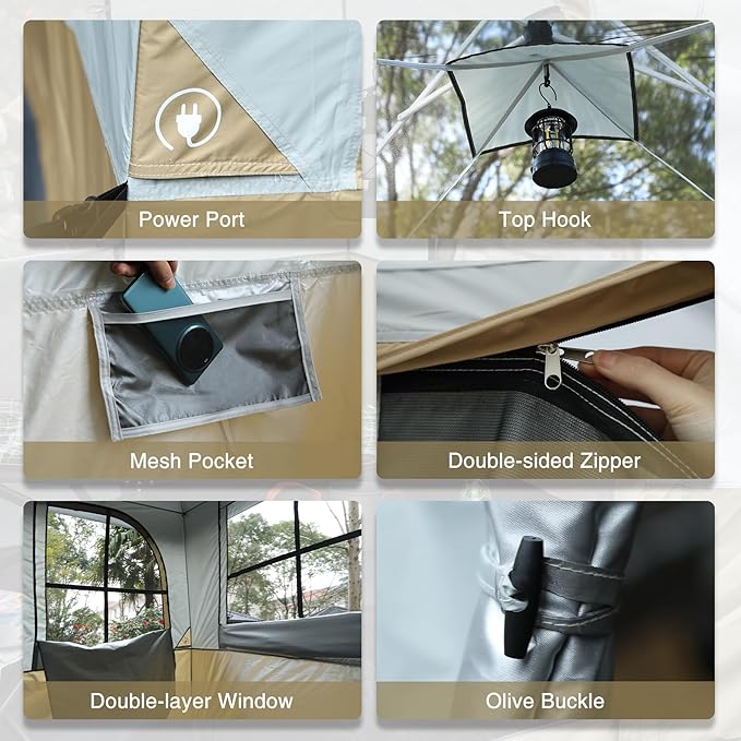 REDCAMP Canopy Camping Tent for Pop Up Canopy Tent Inner Tent Converts Straight Leg 10'x10' or 10'x20' Canopy into Camping Tent Fits 4-6 Person(Frame/Shelter NOT Included)