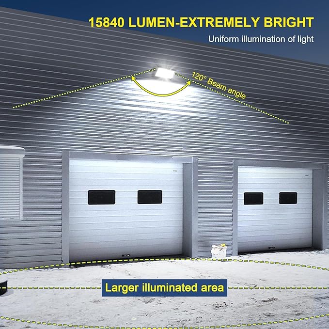 ledmo LED Wall Pack Light 15840LM Daylight Outdoor Security Lighting Commercial and Industrial Outdoor Wall Pack Lights 5000K IP65 Waterproof for Garage Yard 120W 6 Pack No Photocell