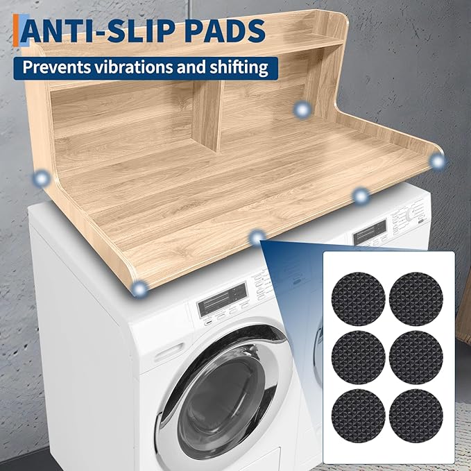 2 Tier Washer Dryer Countertop with Shelf54x27.5in Waterproof Wood Organizer Rack with StorageSpace-Saving Leader for Laundry RoomNatural Wood