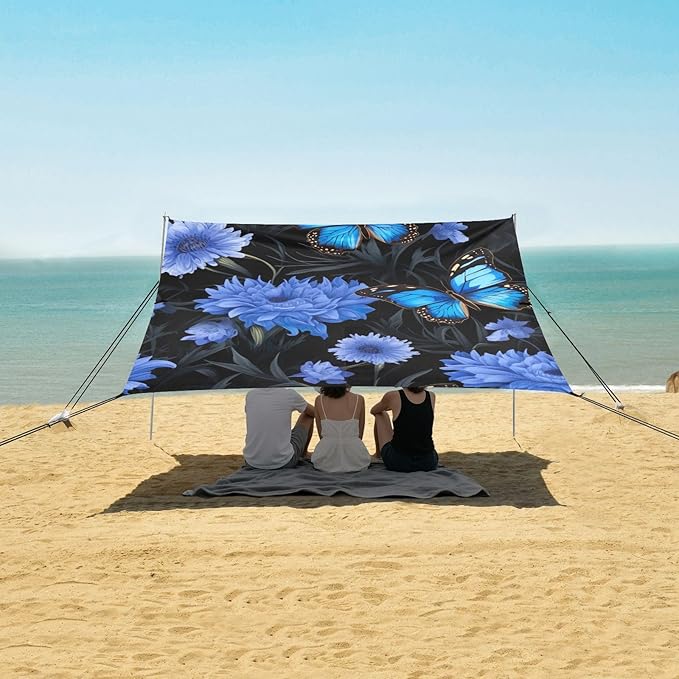 Butterfly Flowers FloralCamping Sun Shelters 9.2 x 10.5 FT Beach Canopy Tent Sun Shade with Carrying Bag for Camping Trips Fishing Backyard Fun or Picnics 21341697