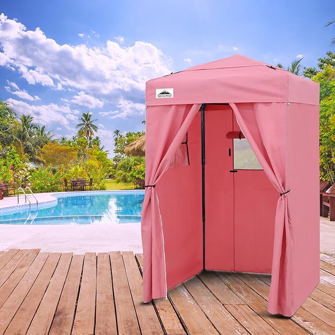 EAGLE PEAK Flex Ultra Compact 4x4 Pop-up Canopy Tent with Vented Top Sun Shelter Fast Set Up Changing Room Portable Privacy Canopy for Camping Photoshoots and More (Pink)