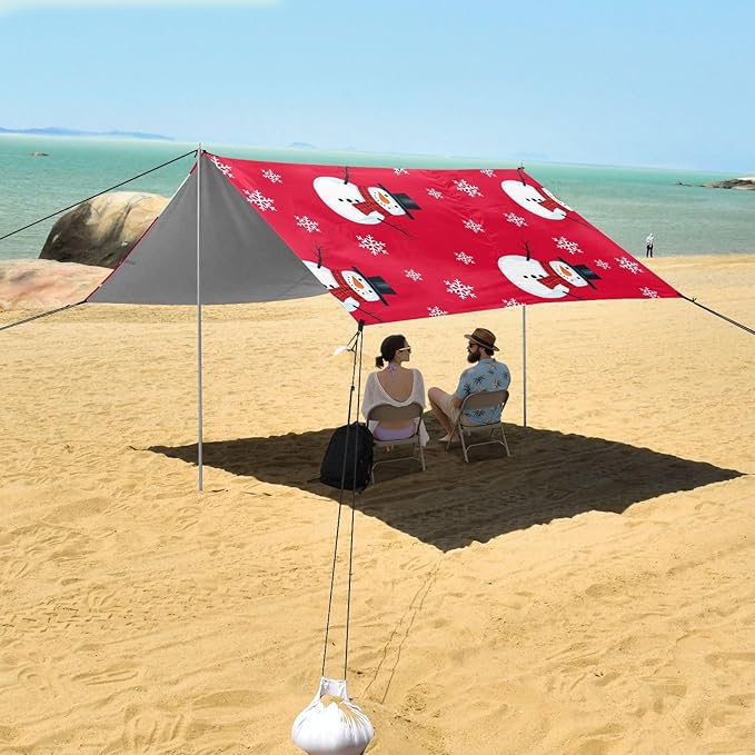 Christmas Snowman SnowflakeCamping Sun Shelters 9.2 x 10.5 FT Beach Canopy Tent Sun Shade with Carrying Bag for Camping Trips Fishing Backyard Fun or Picnics 21341658