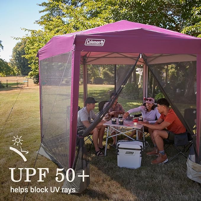 Coleman Back Home Screened Canopy Tent with Instant Setup Outdoor Gazebo for Bug-Free Lounging Fits Over Picnic Tables Ideal for Parties Events Tailgates Dining &amp More