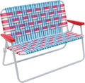 Camp &amp GO 16.5 High Seat Outdoor Double Wide Loveseat Web Folding Chair Blue/Red