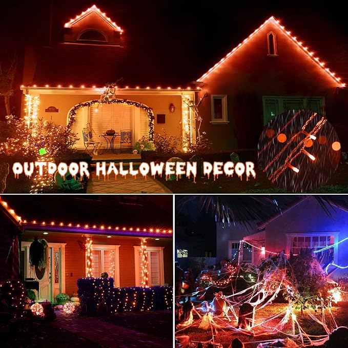 Orange Halloween Lights 800LED 330FT Orange String Lights 8 Modes Timer Plug in Waterproof Indoor Outdoor Orange Christmas Lights for Halloween Christmas Garden Party Decoration