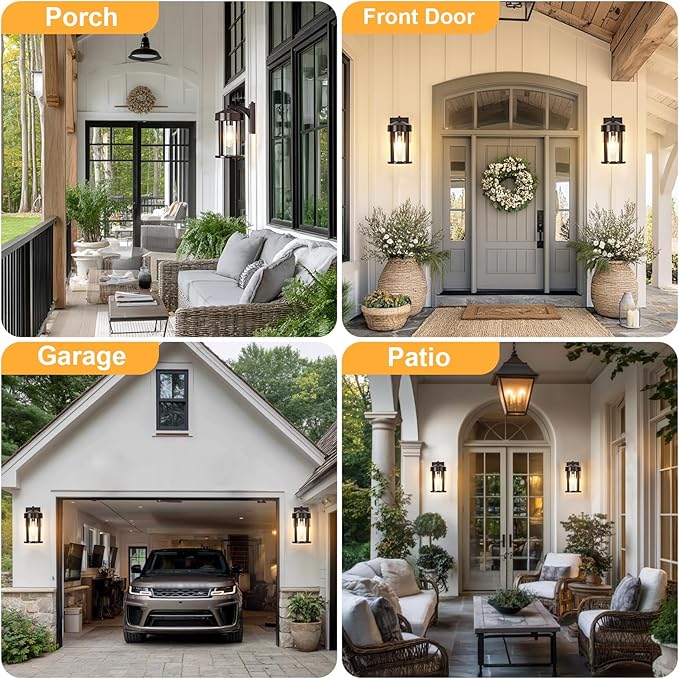 Dusk to Dawn Outdoor Lights Fixture Wall Mount–Geometric Industrial Bronze Exterior Wall Sconce Waterproof Anti-Rust with Photocell Sensor Outside Porch Light for House Patio Entryway Garage (2 Pack)