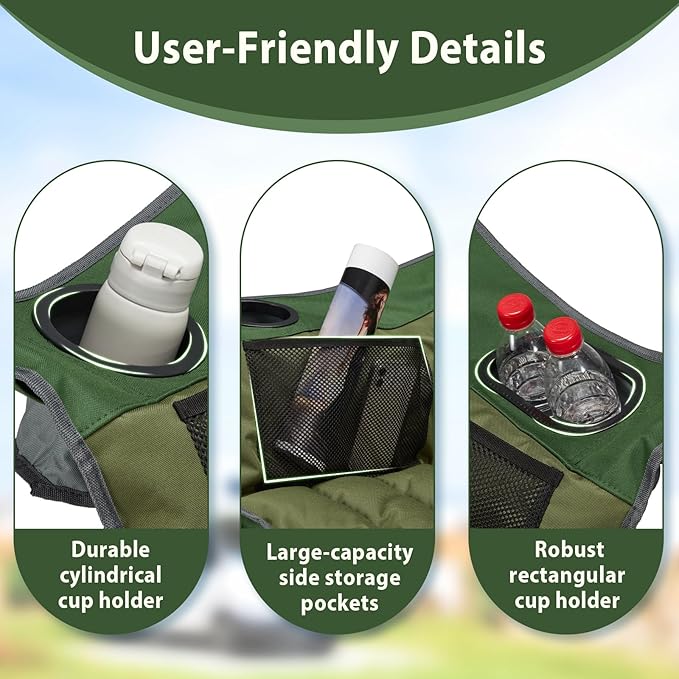 Oversized Camping Chair Portable Folding Camping Chairs with Side Pocket Cup Holder and Carry Bag Heavy Duty Outdoor Camping Chairs for Adults Fishing Sports Trip up to 400lbs Style 2