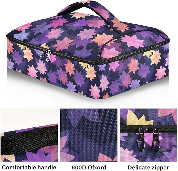 Casserole Carrier Star-shaped FlowersInsulated Casserole Carrier for Hot or Cold Food Thermal Lunch Tote for Potluck Parties Picnic Beach Fits 9 x 13 Inches Baking Dish