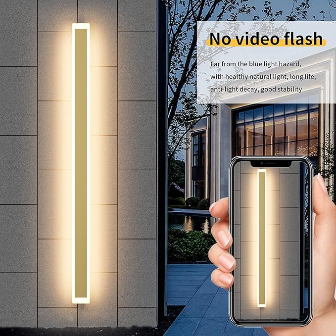 Aipsun Porch Wall Lights 59inch Long Strip Modern Outdoor Wall Light Fixture Gold Wall Mount Lighting Sconce Exterior Lights Wall Sconce 3000K for House Living Room Corridor(1 Pack)