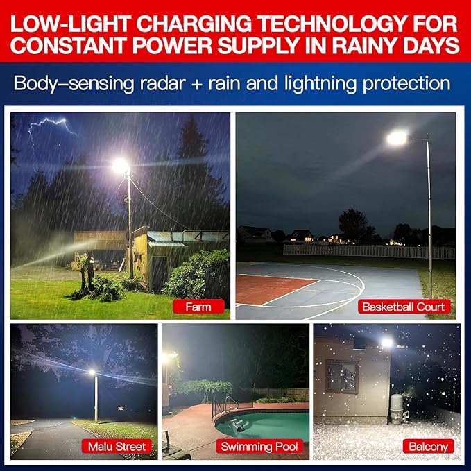4000W Solar Street Lights Outdoor Waterproof 400000LM Dusk to Dawn Solar with Motion Sensor and Remote Control LED Flood Light Luces solares para exteriores Suitable for courtyards Garage.