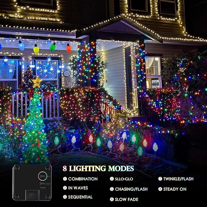 Extra-Long 144FT Solar String Lights for Outside 2 Pack 400LED Solar Fairy Lights Outdoor Waterproof Copper Wire with 8 Modes Solar Twinkle Lights for Tree Garden Party Patio Xmas Decor (Multicolor)