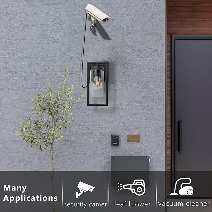Outdoor Lights with GFCI Outlet Modern Porch Lights Waterproof Exterior Light fixture with Outlet plug Black Wall Sconce Wall Mount with Clear Glass Outside Patio lights for House Garage