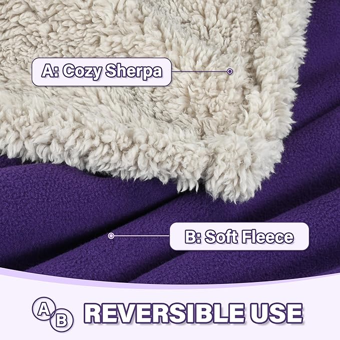 Catalonia Waterproof Bed Blanket Washable Leakproof Bed Cover Reversible Protector Blanket for Couch Sofa Stain Proof Blanket Pad for Adults 80X60 inches Purple