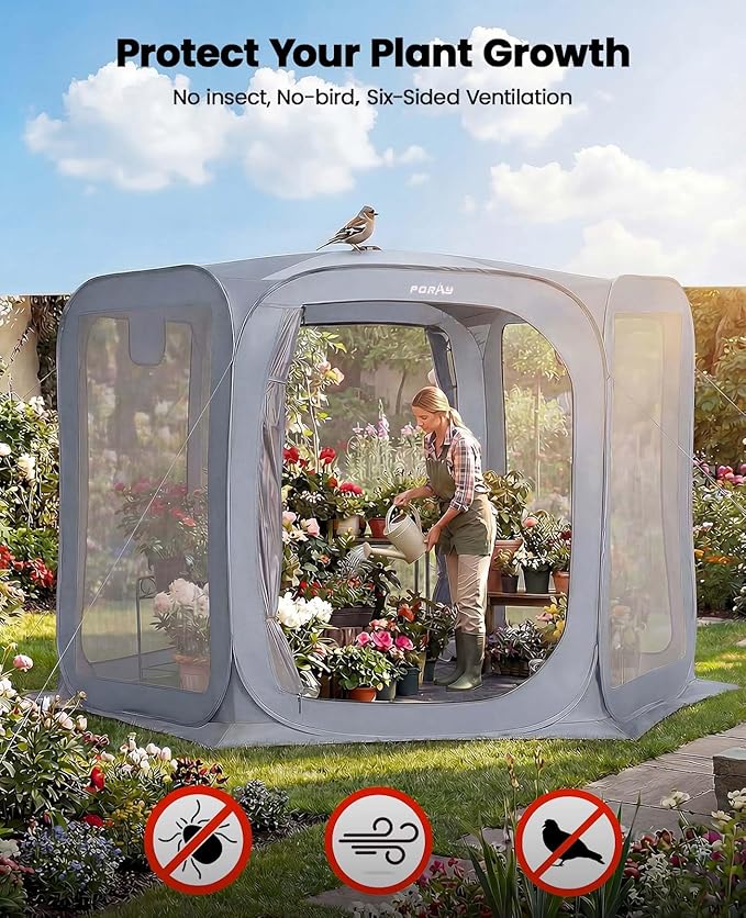Porayhut Pop up Screen House Tent Sun Shelter with Breathable Mesh DoorsPortable Camping Tent with Detachable Waterproof Floor10x10FT Screen Canopy Outdoor for Family Friends Party