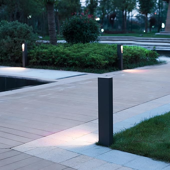 Modern Pathway Light Landscape Path Light 3000K Warm Led Bollard Lighting Fixture Outdoor Waterproof Walkway Light Aluminum Rainproof Path Lamp for Garden Lawn Courtyard Driveway 23.6in