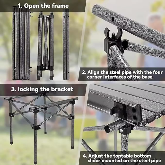 7Pcs Folding Camping Chairs &amp Table Set - Picnic Table Design Folding Chair Set with Table for Picnic Party BBQYellow