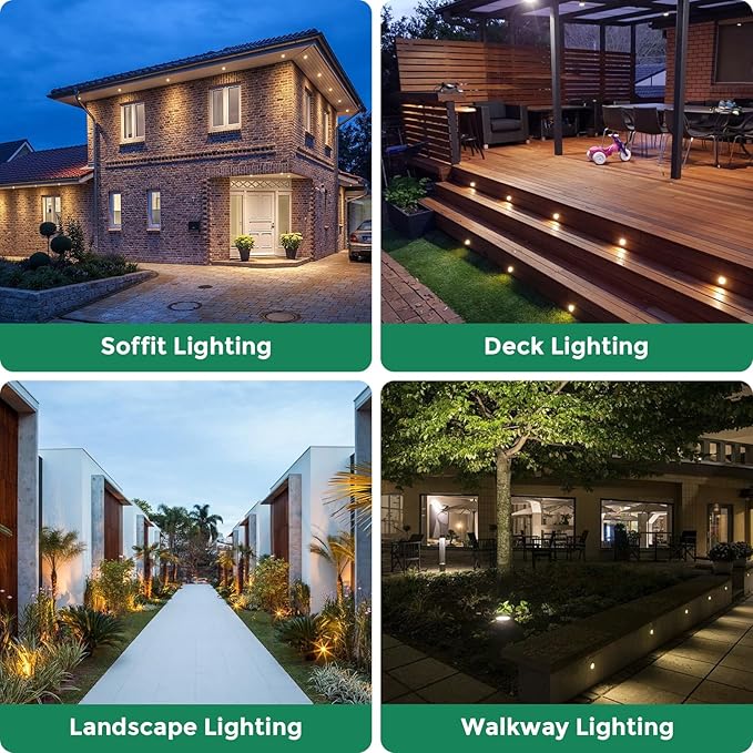 Gardencoin Outdoor Recessed LED Lights Heavy Duty Soffit and Deck Lighting Flush Mount 12-24V Low Voltage Landscape In Ground Well Light Underwater Pond Light Dimmable Widely Used 6pack