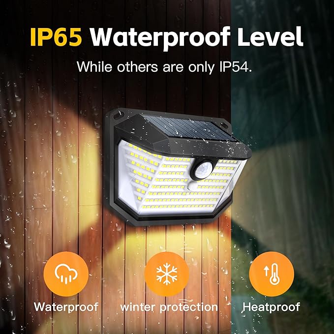 Solar Lights Outdoor Motion Sensor 178 LED 300LM Waterproof IP65 Wall Mounted Security Light with 3 Modes 270° Wide AngleWide Angle Solar Powered for Garden Yard Patio Front Door(8Pack)