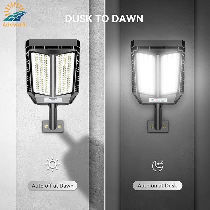 5000W Solar Lights Outdoor - 7000K LED Solar Street Lights Outdoor with Motion Sensor and Remote Control IP66 Waterproof Dusk to Dawn for Yard Patio 2 Pack
