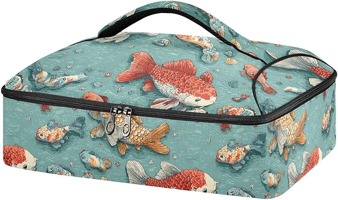 Casserole Carrier Cute Cartoon FishInsulated Casserole Carrier for Hot or Cold Food Thermal Lunch Tote for Potluck Parties Picnic Beach Fits 9 x 13 Inches Baking Dish