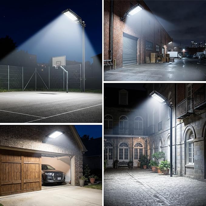 2-Pack Solar Street Lights Outdoor 23” Large Solar Lights Outdoor Waterproof with Motion Sensor 6500K LED Flood Lights Dusk to Dawn Commercial Security Parking Lot Light for Driveway Yard Garden