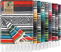 Peryiter 9 Pcs Mexican Blanket Bulk Large Yoga Blanket Striped Falsa with Fringed for Outdoor Beach Picnic Couch 45 x 70 inch (Retro Colors)