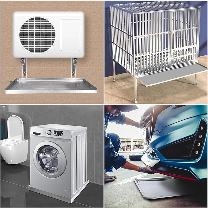Large Stainless Steel Water Drain Pan 90x60x10cm - Durable Drip Tray with Outlet for Air Conditioners Oil Storage &amp Plant Germination - Versatile &amp Long-Lasting Solution
