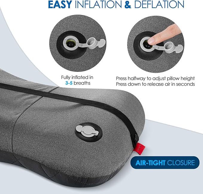 Hikenture Camping Pillow with Removable Cover - Ultralight Inflatable Pillow for Neck Lumbar Support - Upgrade Backpacking Pillow - Washable Travel Air Pillows for Camping Hiking Backpacking