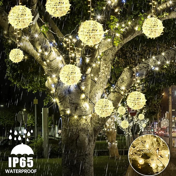 Christmas String Lights Outdoors4 Pack 7.98 Sphere Ball Tree Garden Globe Lights for Home Party Christmas Porch PatioWedding GardenTree Decoration with Memory Function Plug