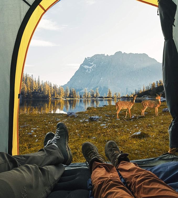JOYTUTUS Truck Bed Tent with Rainfly Portable Pickup Truck Tent 5.5ft-5.8ft Fiberglass Pole Waterproof PU2000mm Fabric for 2 Person Easy Set-up Orange